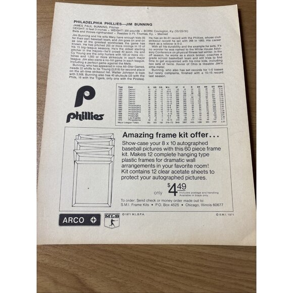 1971 Complete set of 12 Arco 8x10 Philadelphia Phillies Photo Cards Baseball VTG - Picture 15 of 16